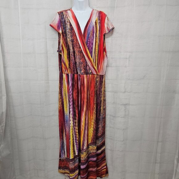 Ashley Stewart Purple Striped Maxi Dress Festival Boho Colorful 26/28 - Picture 10 of 10